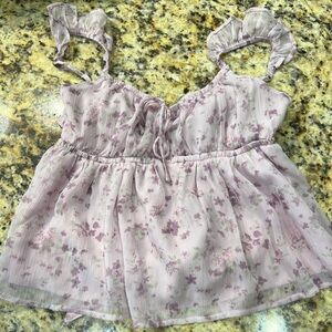Hollister Lilac Floral Ruffle Camisole